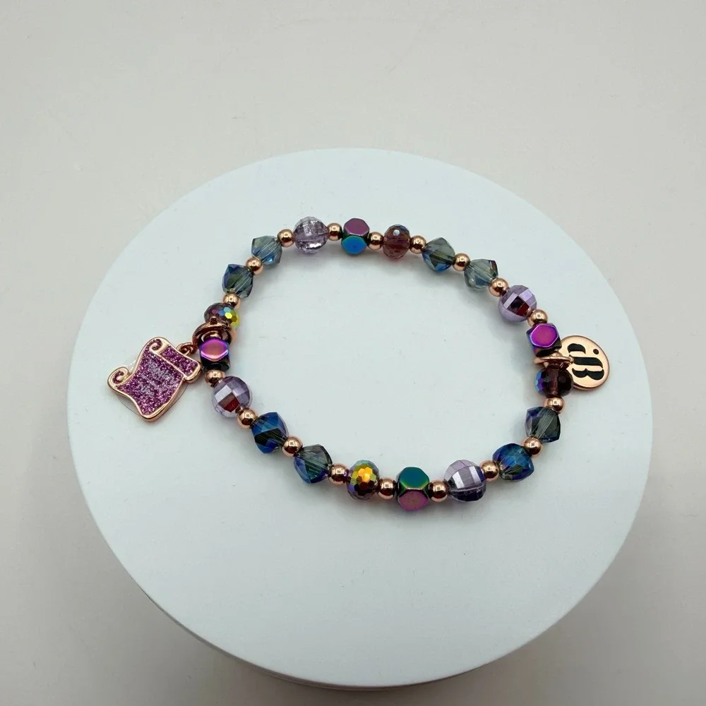 Vintage Y2K Naughty Or Nice Beaded Charm‎ Bracelet Women's Classic Retro Jewelry